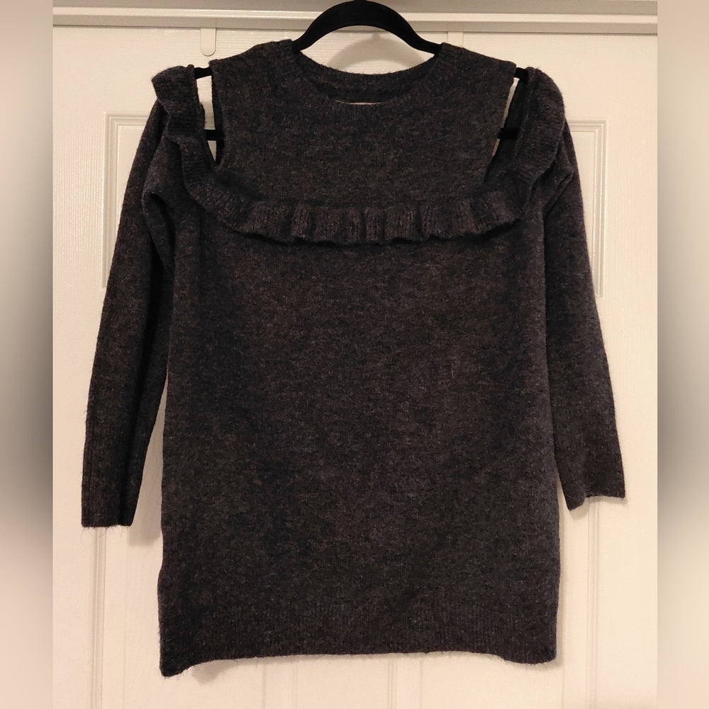 Loft Size M Sweater with Ruffle Accent